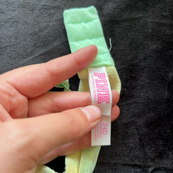 PINK lace push up bra, mint green lace - Picture 4 of 6